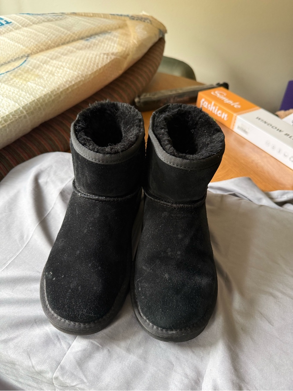 UGG Black Short Suede Shearling-Lined Ankle Boots